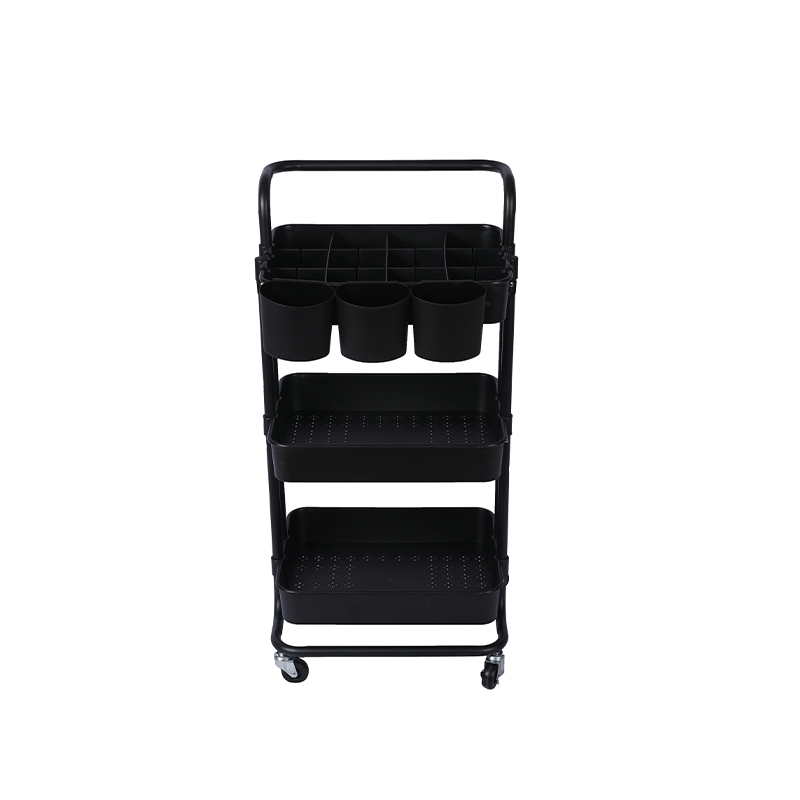 Práctico carrito de almacenamiento de hierro de 3 capas carrito de servicio de habitación de hotel soporte de almacenamiento de baño doméstico con ruedas