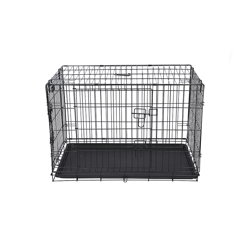Jaula para perros grande negra de alambre de hierro de doble puerta de metal de calidad superior ampliamente utilizada con bandeja extraíble