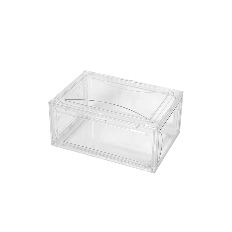 Diseño moderno dormitorio caja de cajón transparente plegable caja de almacenamiento de zapatos organizador de zapatos apilable de plástico